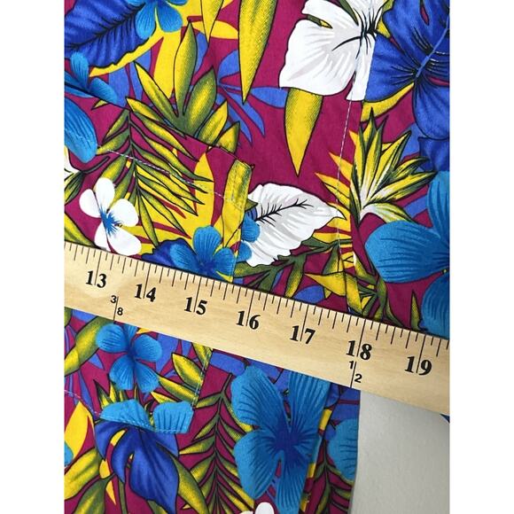 Vtg Hawaiian Shirt Sanit Size L 90s Colorful Cotton Hawaiian Button Down Shirt - Picture 6 of 8
